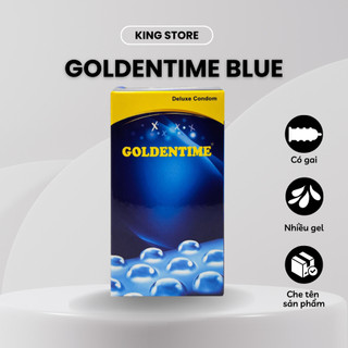 Bao cao su gai GOLDENTIME Blue siêu mỏng có gai lớn, cổ thắt giúp kéo dài quan hệ