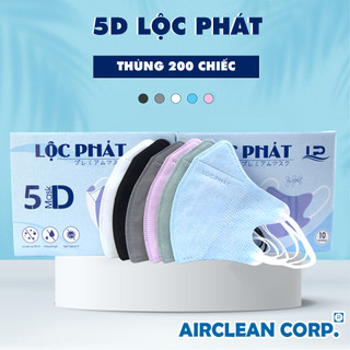 5D Lộc Phát - Thùng 200 Chiếc Khẩu Trang 3 Lớp Kháng Khuẩn Chống Bụi