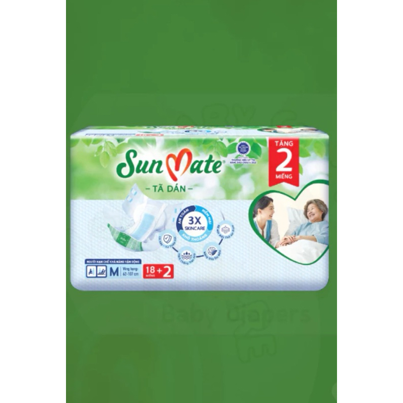 Voucher Extra - Tã dán người lớn SunMate mới size M18/L18/XL18 + 2 miếng