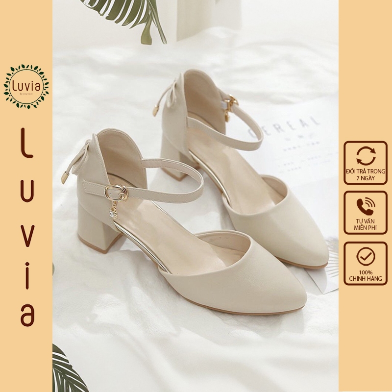 Giày cao gót 5 phân bít mũi phối nơ dễ thương Luvia 130CG
