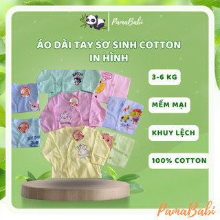 Áo dài tay sơ sinh cotton khuy lệch hàng đẹp / Áo dài tay Kim Thu cho bé 3kg-6kg