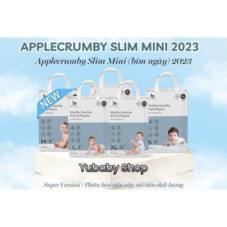 Combo 1 thùng 2 bịch Bỉm dán/quần APPLECRUMBY SLIM Version 2023 cao cấp Malaysia cho bé S21/M19/L17/XL15/XXL13