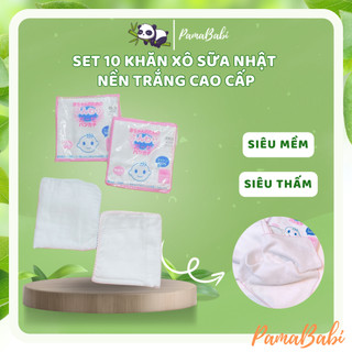 Set 10 khăn xô sữa xuất Nhật nền trắng cao cấp