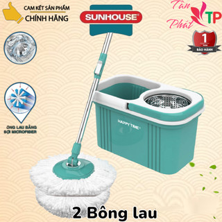 BỘ LAU NHÀ 360 ĐỘ HAPPY TIME KÈM 2 BÔNG LAU NHÀ