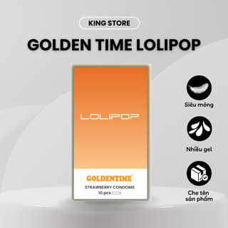 Bao cao su GOLDENTIME Lolipop hương dâu siêu mỏng nút thắt kéo dài quan hệ