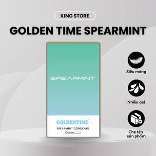 Bao cao su GOLDENTIME Spearmint hương bạc hà siêu mỏng nút thắt kéo dài quan hệ