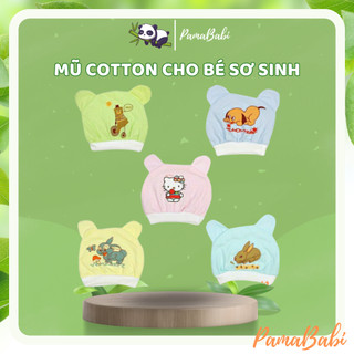 Mũ cotton tai thỏ cho bé sơ sinh đến 3 tháng tuổi