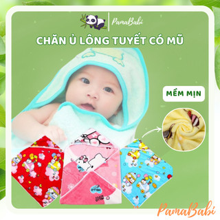 Chăn ủ lông tuyết có mũ cho bé sơ sinh / chăn ủ thu đông cho bé