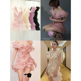 Đầm Voan Tơ Bèo Cổ Tim Sang Trọng Thiết Kế Hoa Cao Cấp D2T OFFICIAL