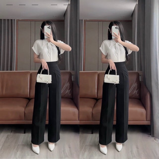 V218- Quần suông cao cấp khoá sườn cạp cao 7Phân dài 97cm