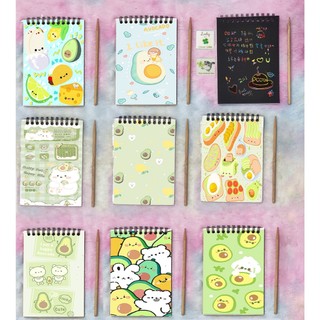 Sổ cào vẽ quả bơ giấy đen SC17 avocado 14cm *10 cm sổ cào cute dễ thương