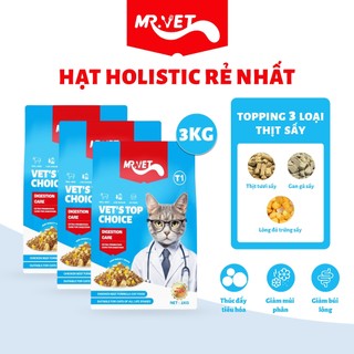 Thức Ăn Cho Mèo MRVET Combo 3 Gói Hạt Cho Mèo Holistic 1KG Với 30% Protein Dùng Cho Mèo Mọi Lứa Tuổi
