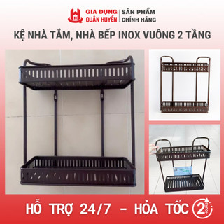 Kệ nhà tắm, kệ nhà bếp inox vuông 2 tầng I Kệ để đồ, kệ inox vuông 2 tầng cao cấp