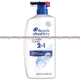 Dầu gội & xả head & shoulders - classic clean 2in1 shampoo & conditioner 835ml