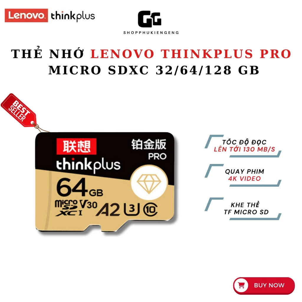 Thẻ nhớ Micro SDXC Lenovo Thinkplus Pro U3 V30 32/64GB tốc độ 130mb/s