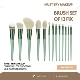 Bộ cọ trang điểm cá nhân 13 cây Fix+ màu xanh/ màu nâu Pastel trendy
