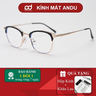Gọng kính cận thời trang nam nữ ANDU EYEWEAR dáng browline chống tia UV chất liệu TITAN - 00245