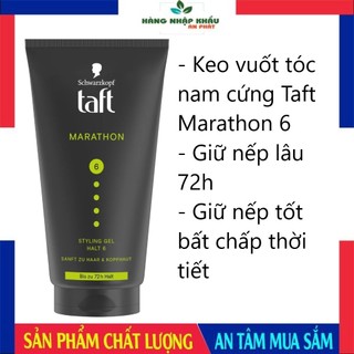 Gel Vuốt Tóc Taft Marathon Power Gel 6, gel vuốt tóc nam tạo kiểu, keo vuốt tóc nam giữ nếp tóc, 150ml