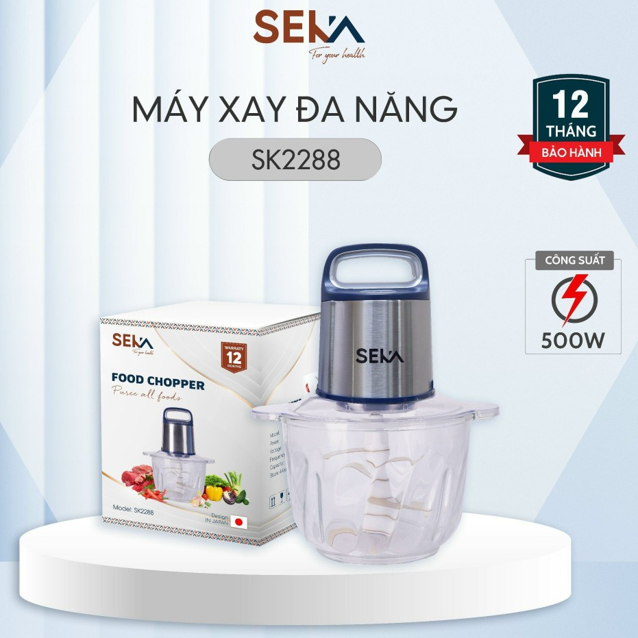 Máy xay thịt mini đa năng SEKA SK2288 4 lưỡi công suất 500W, Bộ xay thịt SK2287 2 cối 2 tốc độ  bảo hành 12 tháng
