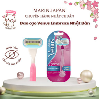 Dao cạo lông body Gillette Venus 5 lưỡi màu hồng kèm 2 lưỡi Embrace  cao cấp nội địa Nhật Bản