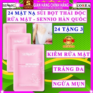 COMBO 24 MẶT NẠ sủi bọt thải độc tố detox mask thay sữa rửa mặt ngừa mụn trắng da kiềm dầu Sennio hàn quốc chính hãng
