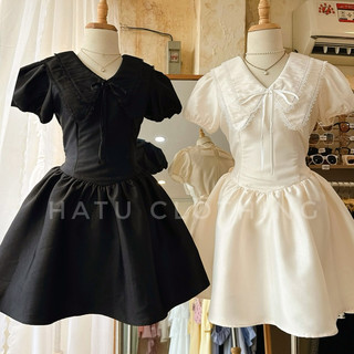 Lumi Dress - Đầm chất Tafta dáng ngắn siêu xoè kiểu basic 2 tông màu kem/đen siêu xinh