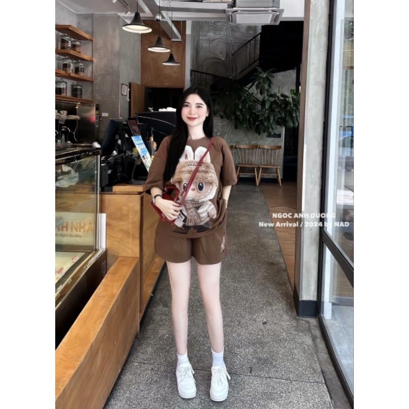 Bộ quần đùi áo thun chất su  unisex nữ tay lỡ form rộng  in LABUBU  CAMA STORE  M2547 | BigBuy360 - bigbuy360.vn