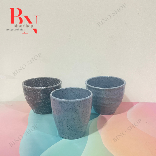 Ly Nhựa Vân Đá Đen/Xanh Kiểu Lùn