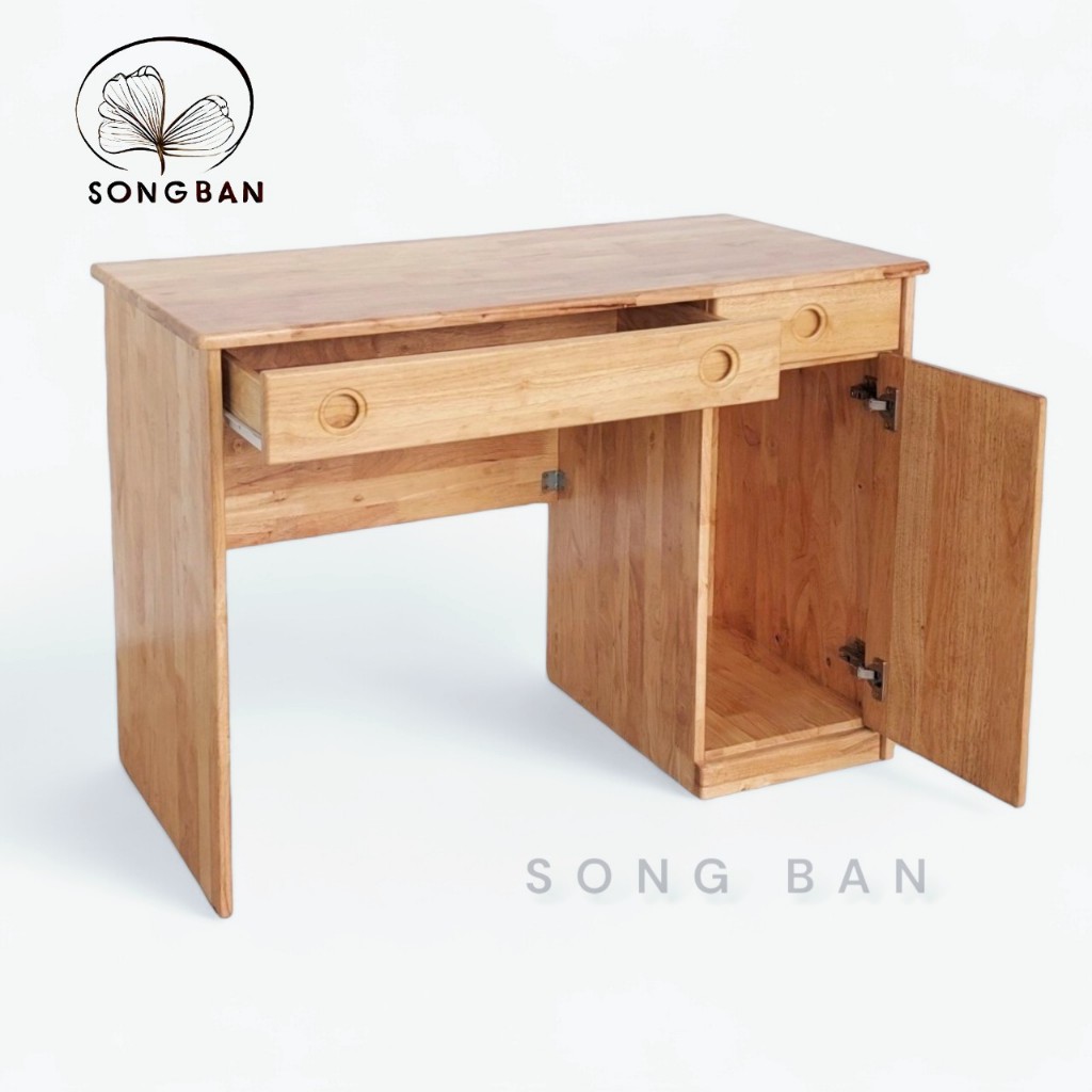 Bàn Làm Việc, Bàn Học Gỗ Cao Su 50x1m, 60x1m2 Có Hộc - Gỗ Song Bản