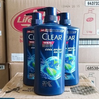 Dầu gội Clear men bạc hà 630g giúp tóc mát lạnh sảng khoái.