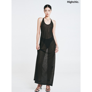 HIGHCHIC - FLORA DRESS - ĐẦM DÀI ĐEN XUYÊN THẤU