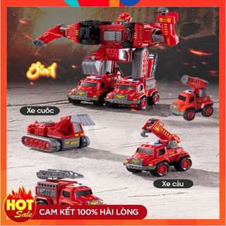 Bộ đồ chơi xếp hình robot transformer optimus - lắp ráp biến hình, ô tô biến hình siêu nhân 5in1