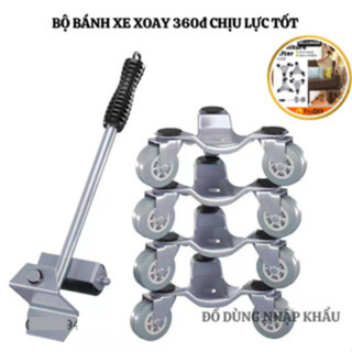 Bộ bánh xe thép xoay 360đ di chuyển nâng đẩy vật nặng chịu lực đến 200kg-Hàng nội địa Trung siêu bền