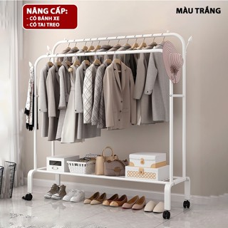 [ Hàng Mới Về ] Giá Kệ Treo Quần Áo Mẫu Mới Về Có Giỏ Đựng Đồ, Giày Dép, Quần Áo Tiện Lợi