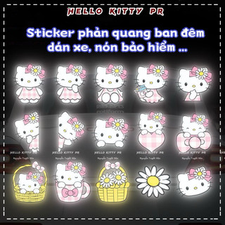 Sticker phản quang dán xe, nón bảo hiểm Hello Kitty