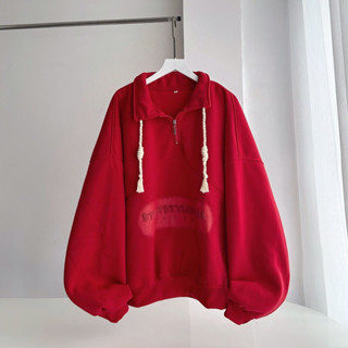 Áo Sweater cổ zip nỉ bông in nổi chữ Streetstyle_MiMiuStore