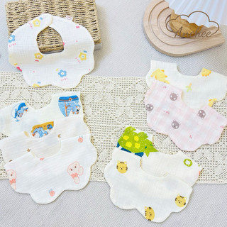 1 chiếc yếm tròn hoa muslin 4 lớp xoay 360 độ chất liệu mềm mịn - thấm hút mồ hôi cho bé 0-1,5 tuổi