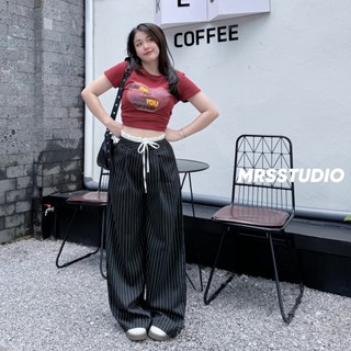 Quần dài ống rộng kẻ sọc mrs hot 2024 chất tuytsi không nhăn mrq107g