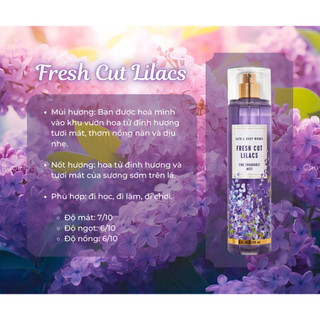 Xịt Thơm Toàn Thân Bath And Body Works Body Mist Fresh Cut Lilacs fullsize 236ml (AUTH)