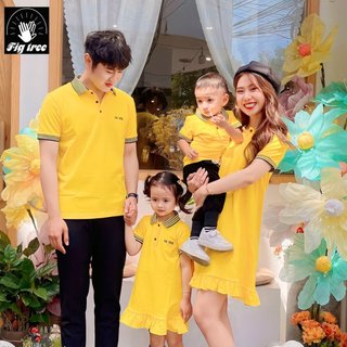 Set đồ gia đình polo fig tree màu vàng -hàng thiết kế đủ size & hình cận cảnh
