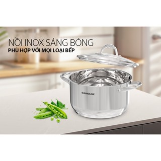 Nồi inox SUNHOUSE SHG301 đáy 3 lớp truyền nhiệt nhanh 10cm-32cm