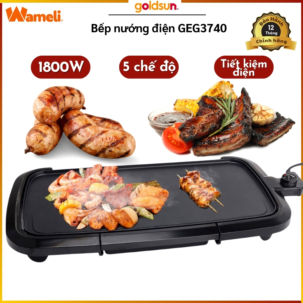 Bếp nướng điện Goldsun công suất lớn, bếp nướng phủ chống dính cao cấp, hàng chính hãng