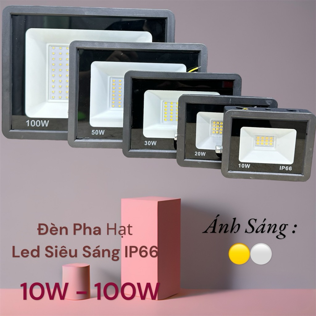 Đèn Pha Led Hạt Siêu Sáng Mini 10w 20w 30w 50w 100w Lắp Ngoài Trời IP66 Bảng Hiệu Sân Vườn Giá Rẻ