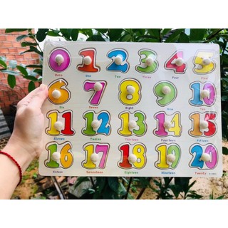 Bảng số đếm 0-20, có núm gỗ