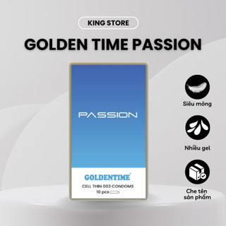 Bao cao su GOLDENTIME Passion 003 hương vani siêu mỏng 0.03mm nút thắt kéo dài quan hệ