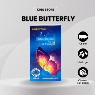Bao cao su GOLDENTIME Blue Butterfly siêu mỏng có gai lớn kéo dài quan hệ