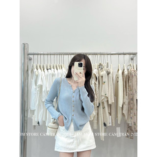 áo khoác len mỏng cúc tròn