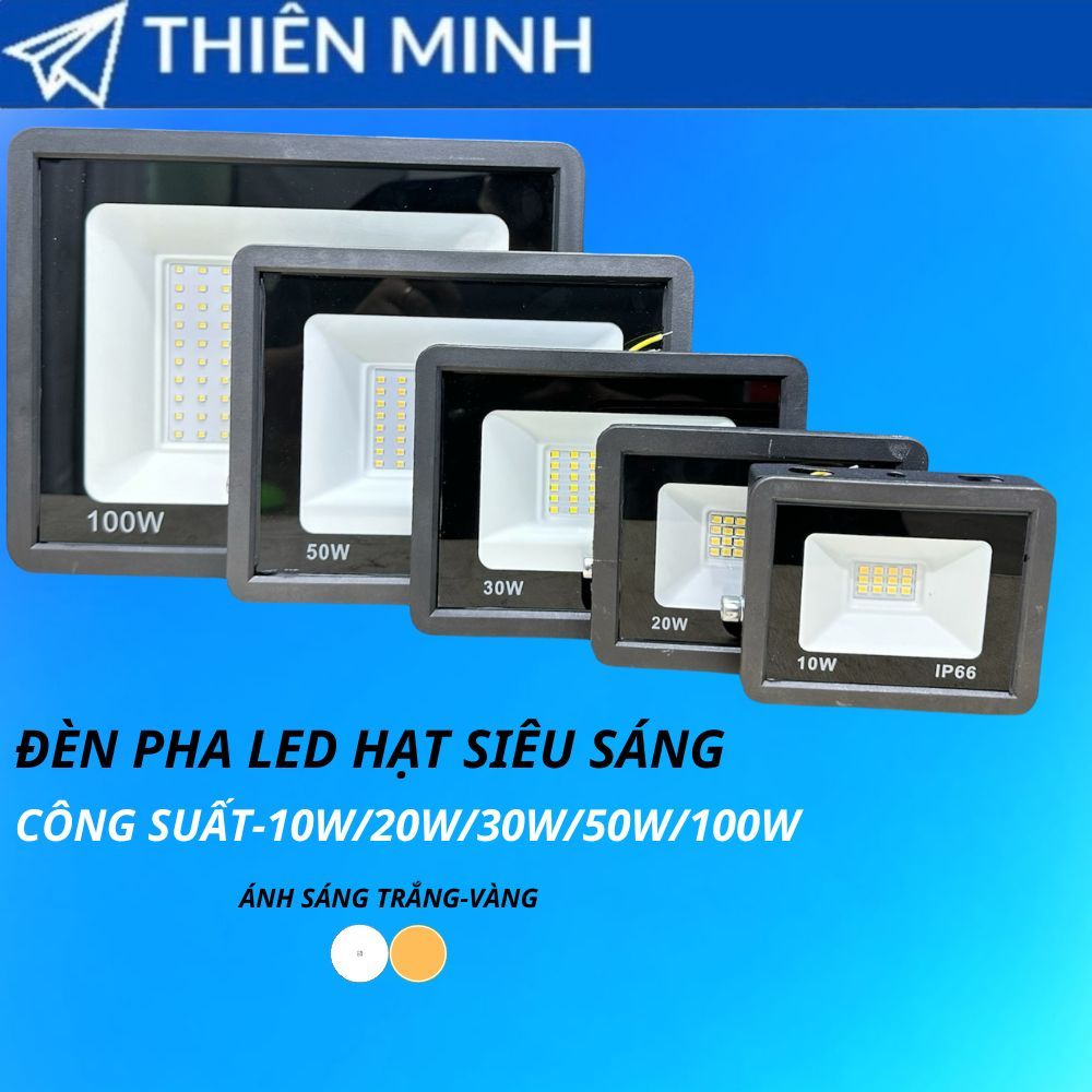Đèn Pha Led Hạt Siêu Sáng Mini 10w 20w 30w 50w 100w Lắp Ngoài Trời IP66 Bảng Hiệu Sân Vườn Giá Rẻ