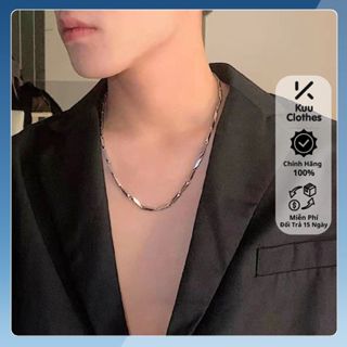 Dây chuyền nam nữ tiitan Xích Trơn Kuu Clothes 3mm mặt hình thoi thời trang basic titan bạc đẹp không gỉ - Xích Trơn