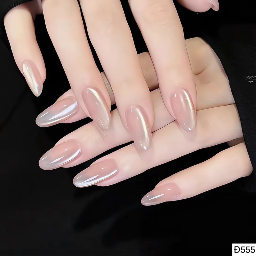 D555 - Móng Tay Giả Mắt Mèo Fom Oval ( Form tròn nhọn ) Bộ 30 Móng Tặng Kèm 4 Phụ Kiện Gắn Móng